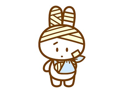 怪我をしたウサギのイラスト